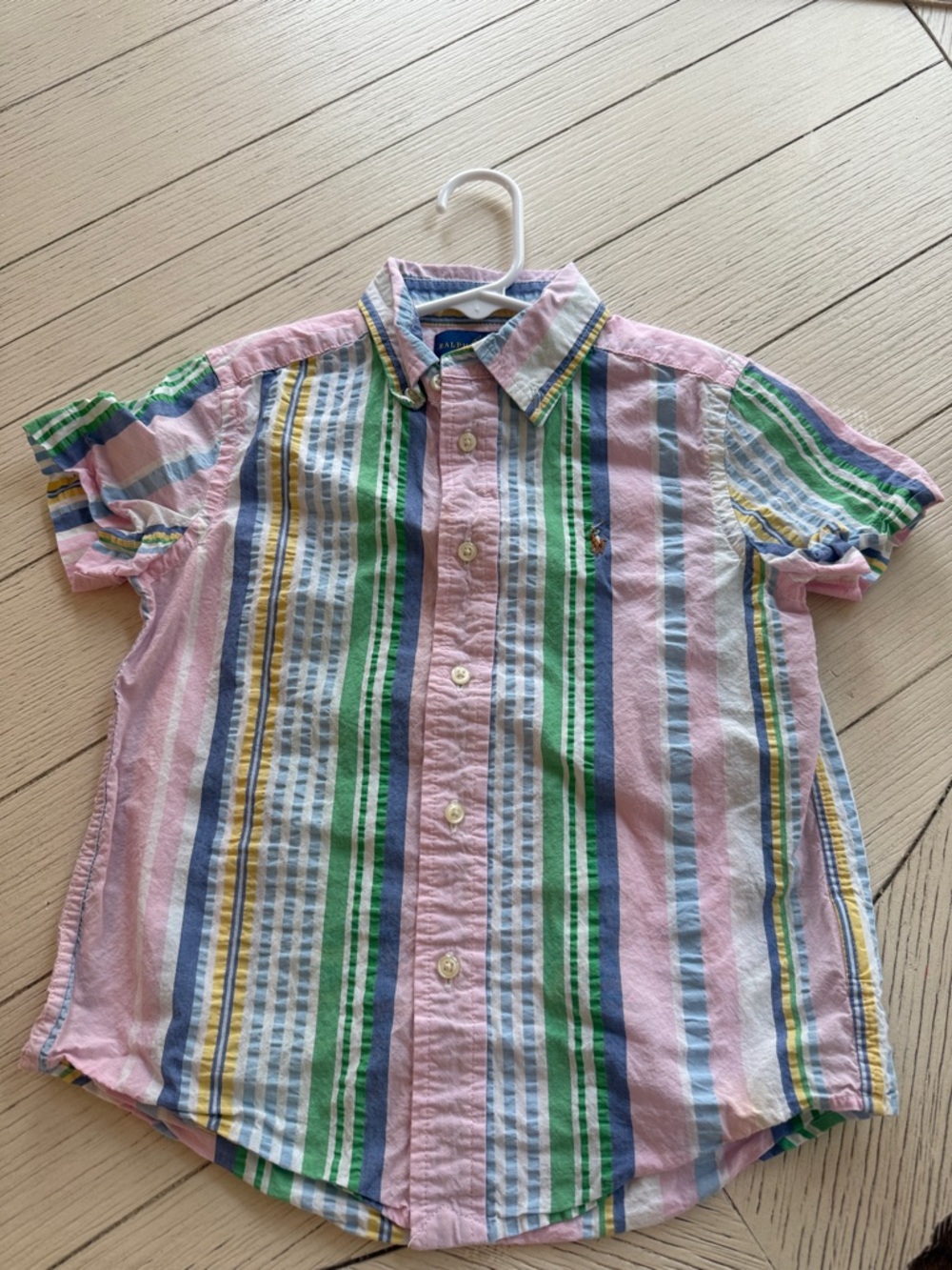 Polo by Ralph Lauren Pink Green Blue Striped Short Sleeve Shirt